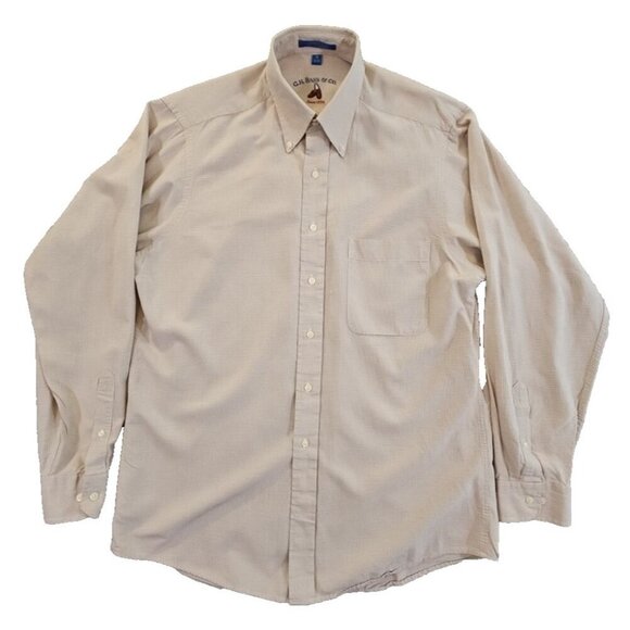 G.H. Bass & Co. Linen Blend Shirt Men's Size 16 34/35 Beige Button Down EUC - Picture 1 of 15